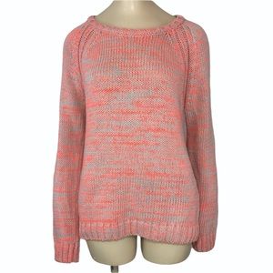 81 hours marled knit crew sweater grey orange medium